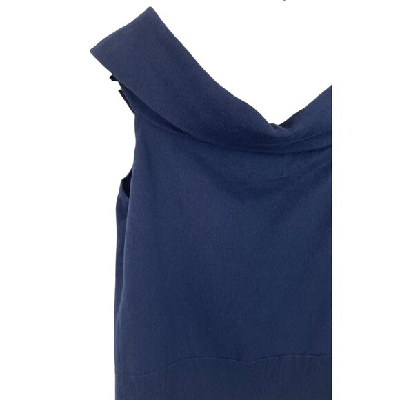 American Living Womens Navy Sleeveless Knit Top With Folded Collar Size Large - Picture 5 of 8